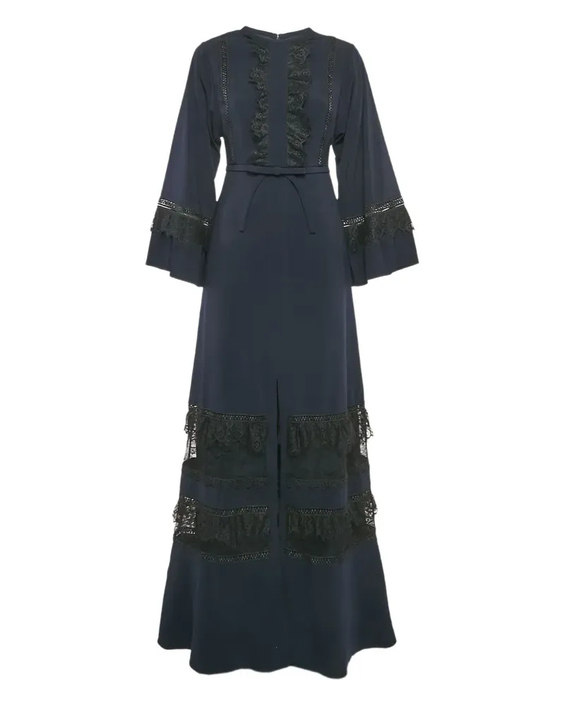 Self-Portrait Glockenärmel-Maxikleid mit Spitzenbesatz - Schwarz Schwarz