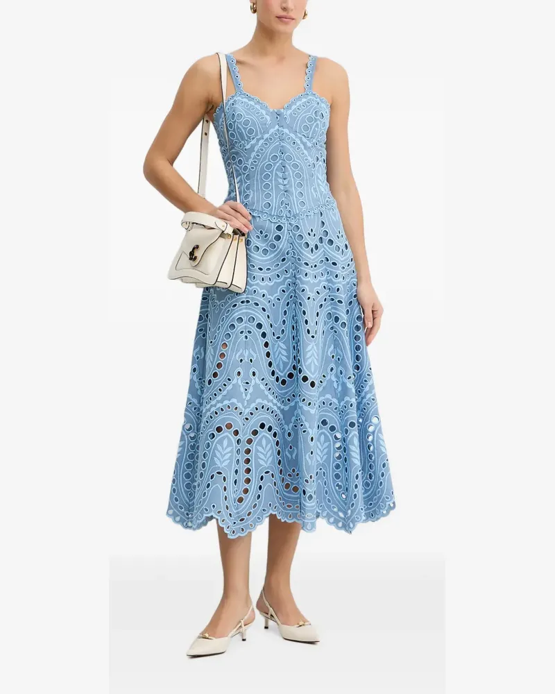 Charo Ruiz Solace Kleid mit Lochstickerei - Blau Blau