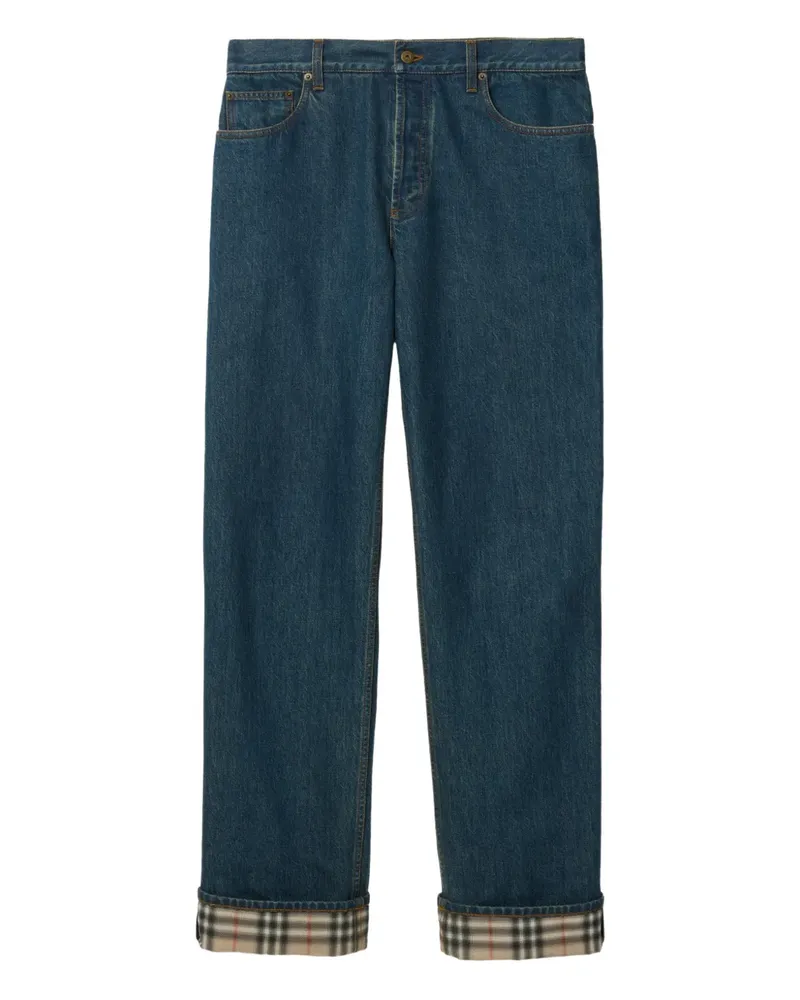 Burberry Karierte Straight-Leg-Jeans - Blau Blau
