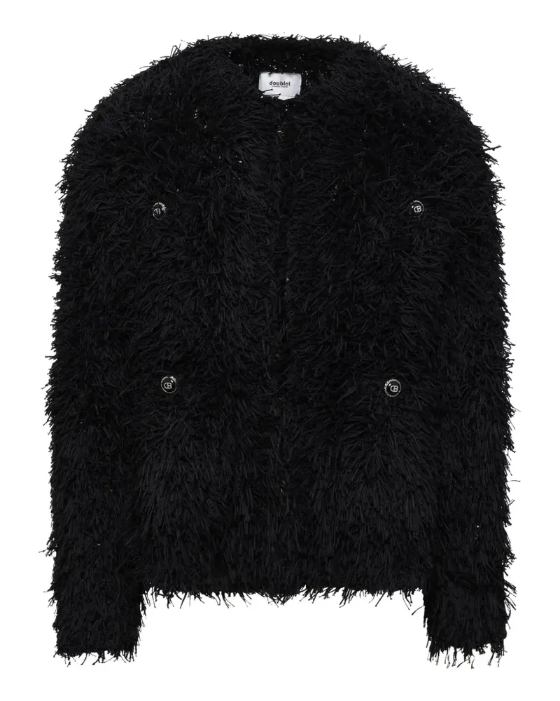 Doublet straw-tweed-knit cardigan - Schwarz Schwarz