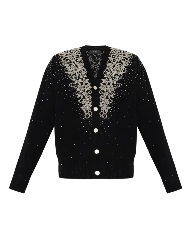 Amiri Cardigan mit Blumenstickerei - Schwarz Schwarz