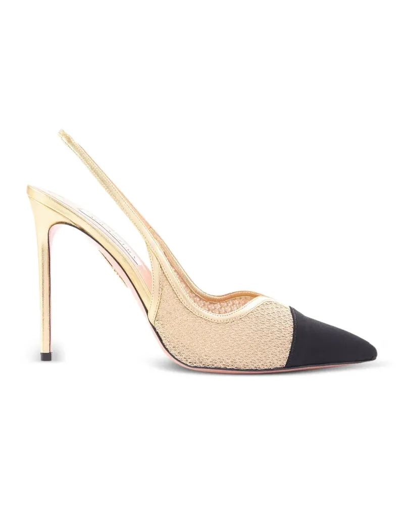 Aquazzura Gimlet mesh slingback heeled pumps - Gold Gold