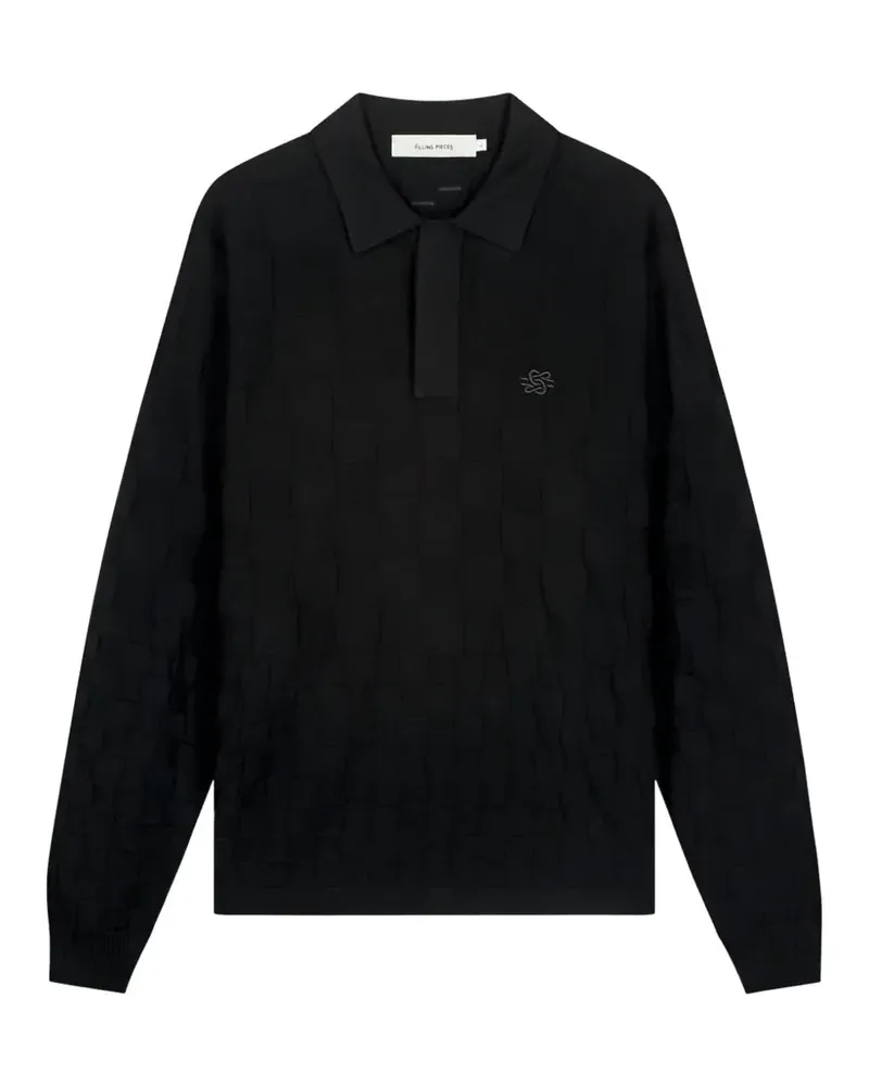 Filling Pieces Kariertes Poloshirt - Schwarz Schwarz