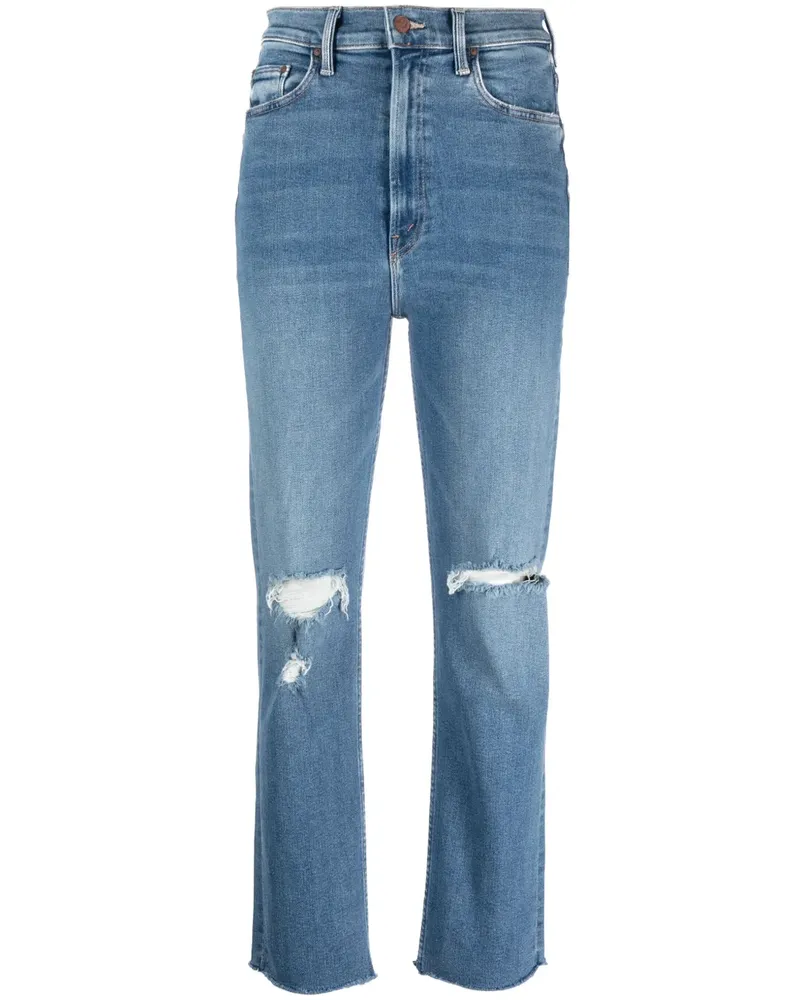 Mother Gerade Rider Jeans mit hohem Bund - Blau Blau
