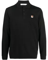 Kitsuné Poloshirt mit Fuchs-Patch Schwarz