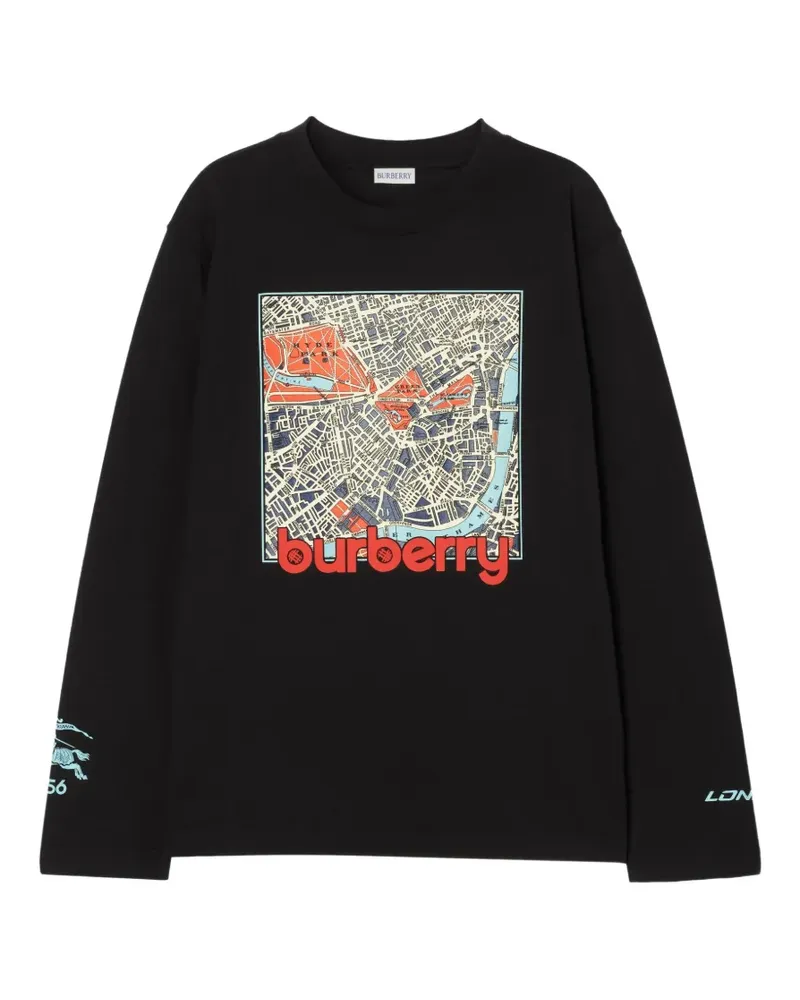 Burberry Langarmshirt mit London Map-Print - Schwarz Schwarz