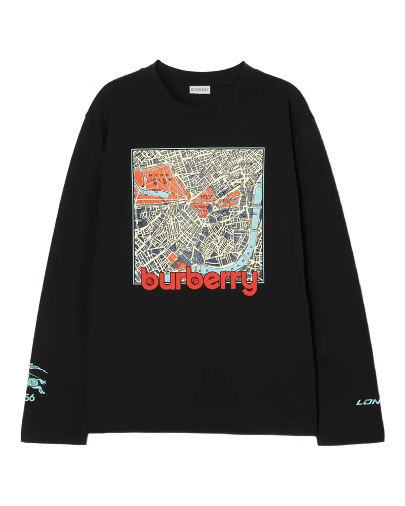 Burberry Langarmshirt mit London Map-Print - Schwarz Schwarz