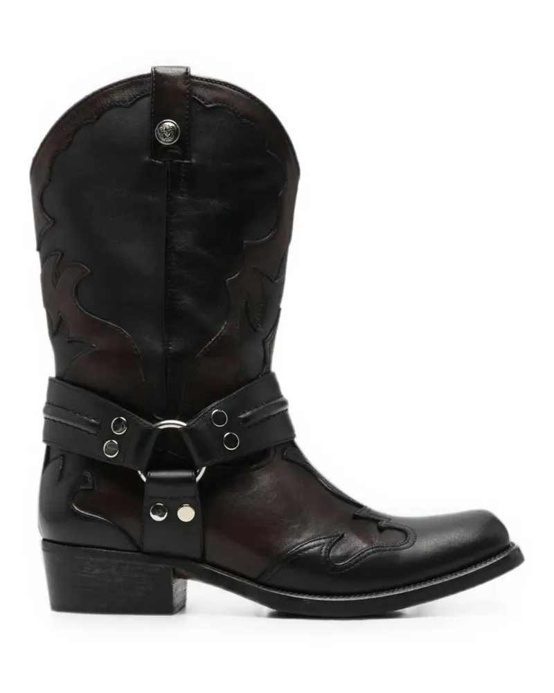 Versace harness-detail embroidered boots - Schwarz Schwarz