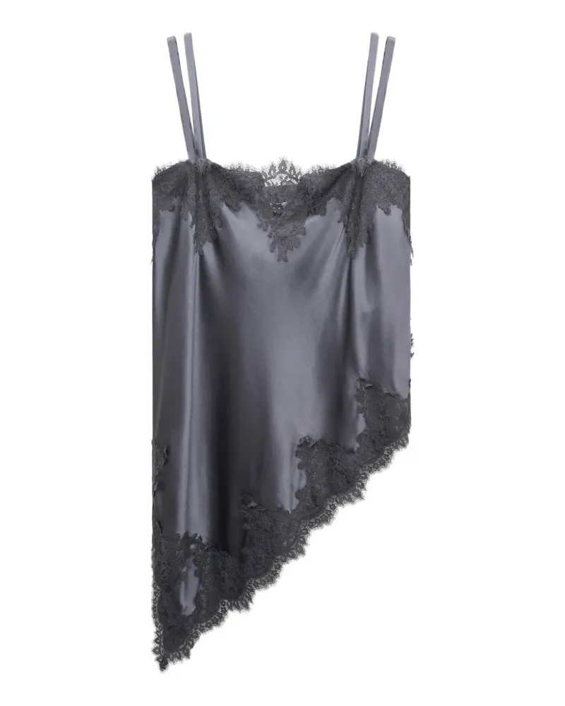 Dorothee Schumacher Asymmetrische Sense of Shine Bluse mit Spitzenbesatz - Grau Grau