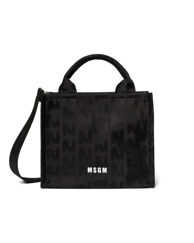 MSGM Shopper mit Jacquard-Logo - Schwarz Schwarz
