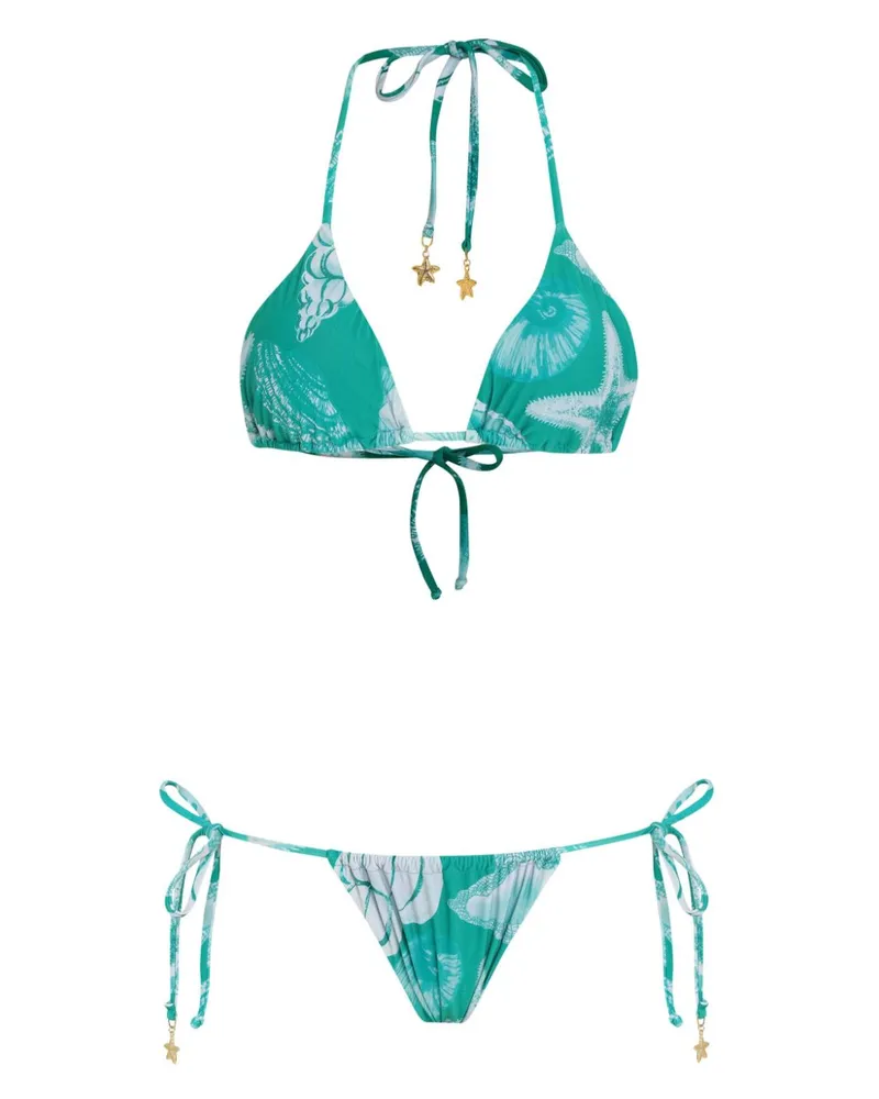 Amir Slama Bikini mit Seesterne-Print - Grün Grün