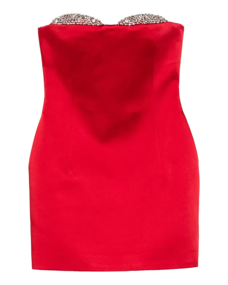The New Arrivals Ilkyaz Ozel Schulterfreies Noelie Minikleid aus rotem Satin Rot
