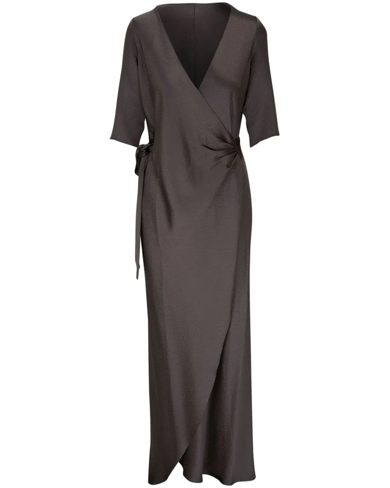 Peter Cohen Seidenkleid im Wickelstil - Braun Braun