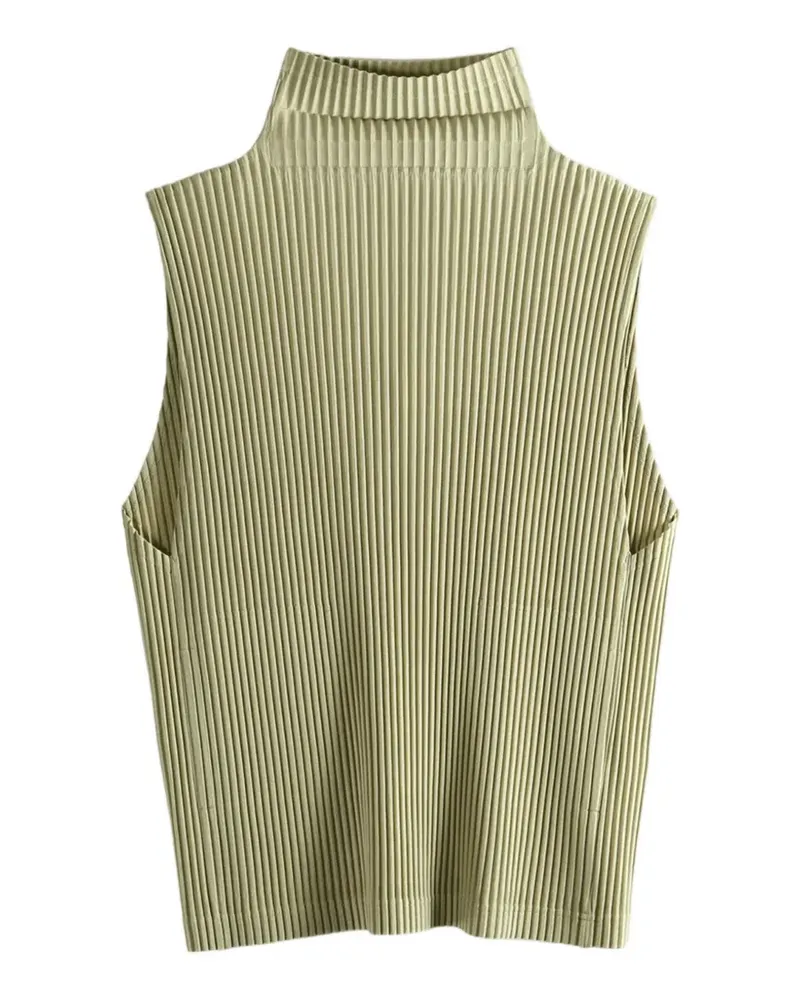Issey Miyake pleated roll-neck vest - Grün Grün