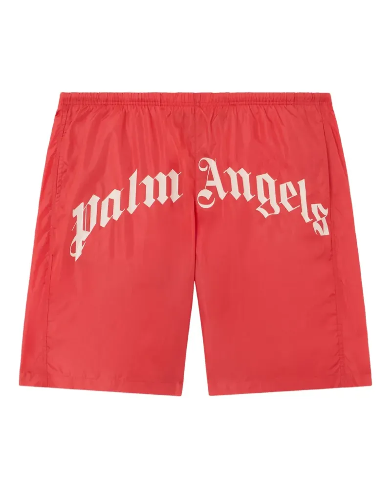 Palm Angels Badeshorts mit Logo - Rot Rot