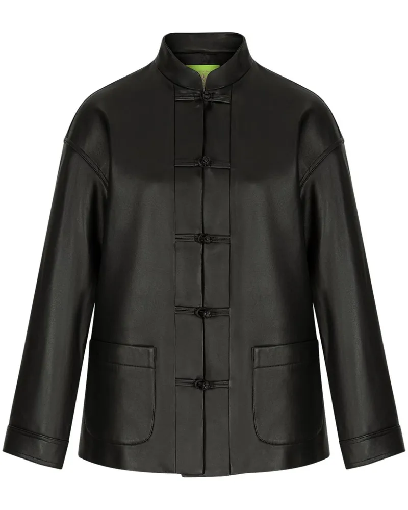 Shanghai Tang Klassische Lederjacke - Schwarz Schwarz