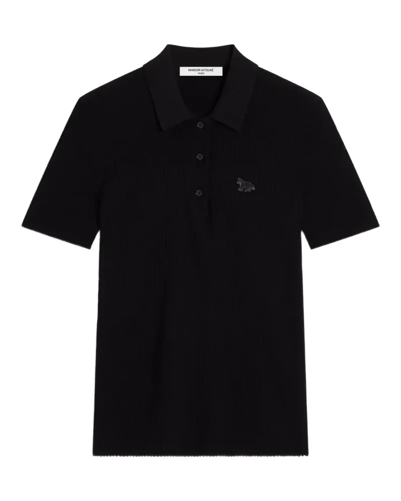Kitsuné Fox rib-knit polo shirt - Schwarz Schwarz