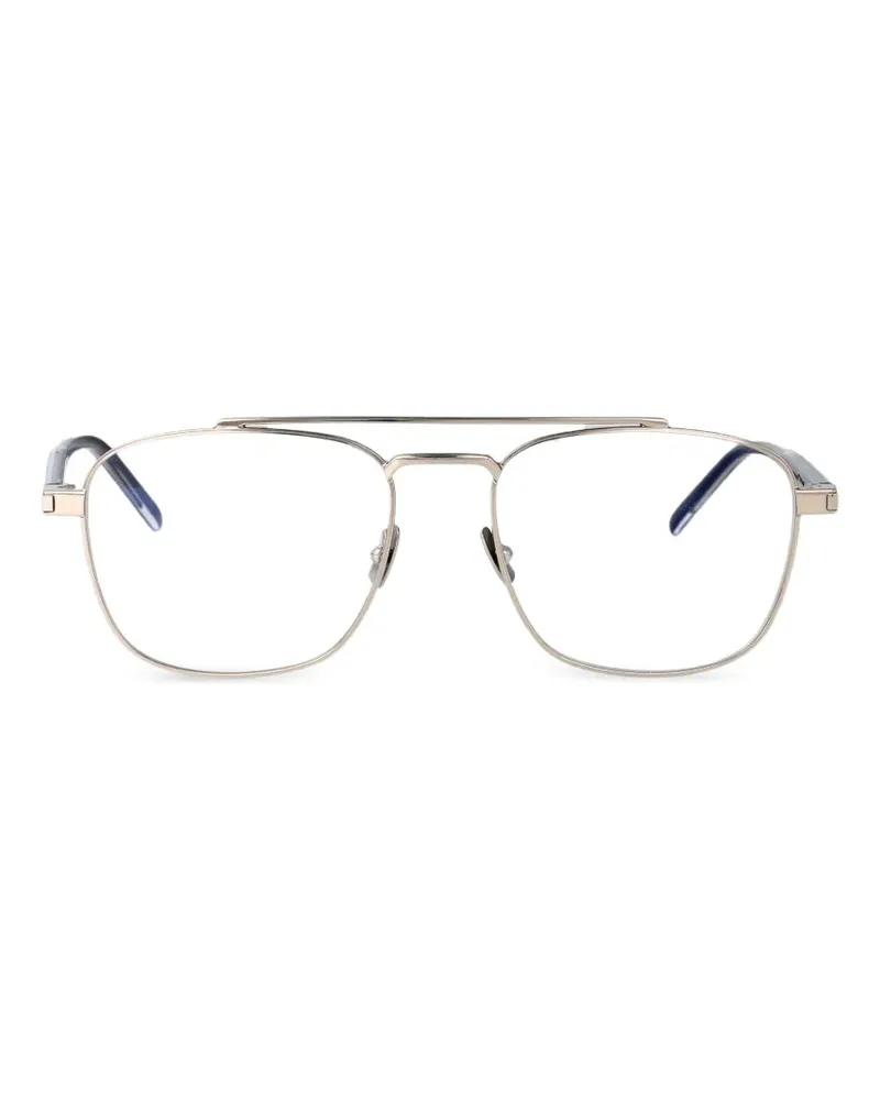 Saint Laurent double-bridge pilot-frame glasses - Silber Silber