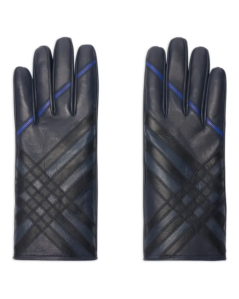 Burberry Handschuhe mit Karomuster - Blau Blau