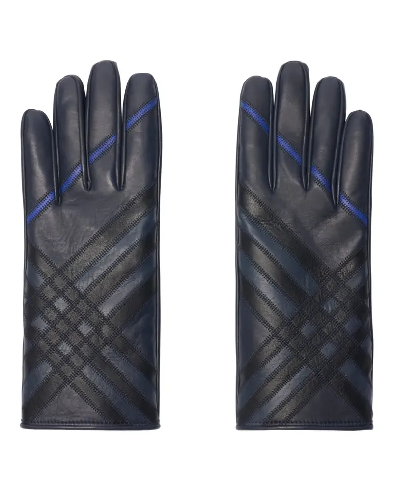 Burberry check-pattern leather gloves - Blau Blau