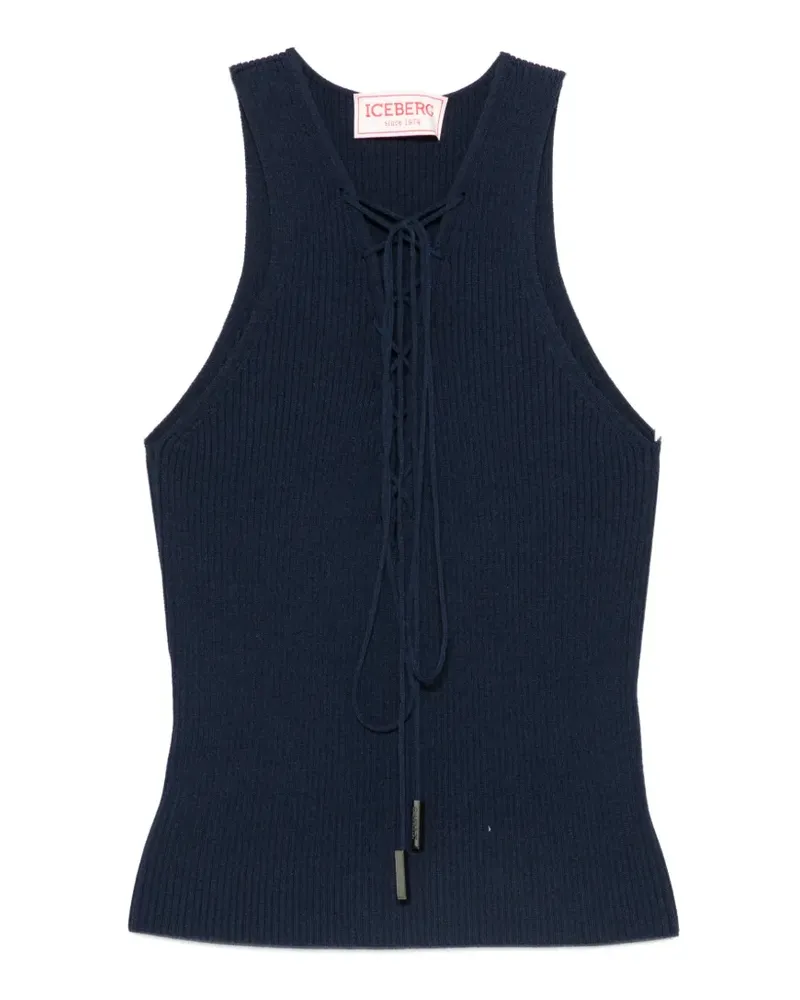 Iceberg lace-up ribbed-knit tank top - Blau Blau