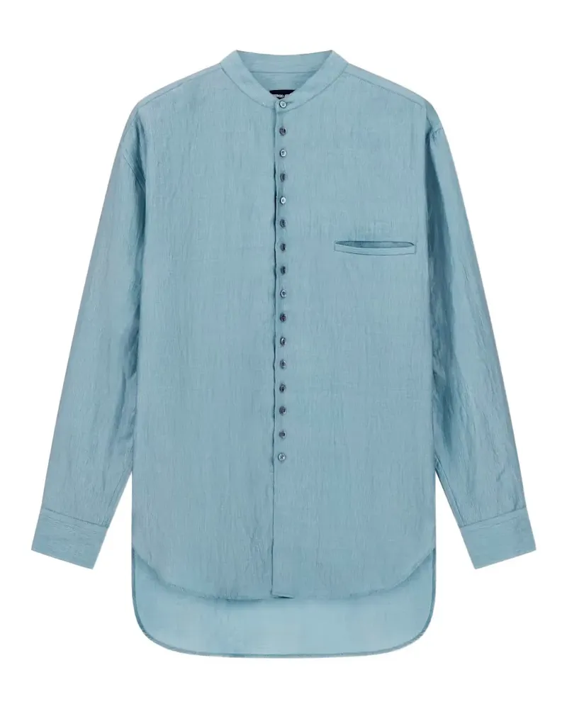 Giorgio Armani Hemd mit Mandarinkragen - Blau Blau