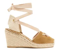 Resort Wedge-Sandalen mit Schlitz 75mm - Braun