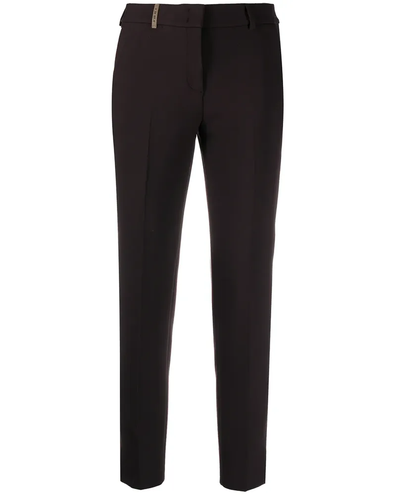 Peserico Schmale Cropped-Hose - Schwarz Schwarz