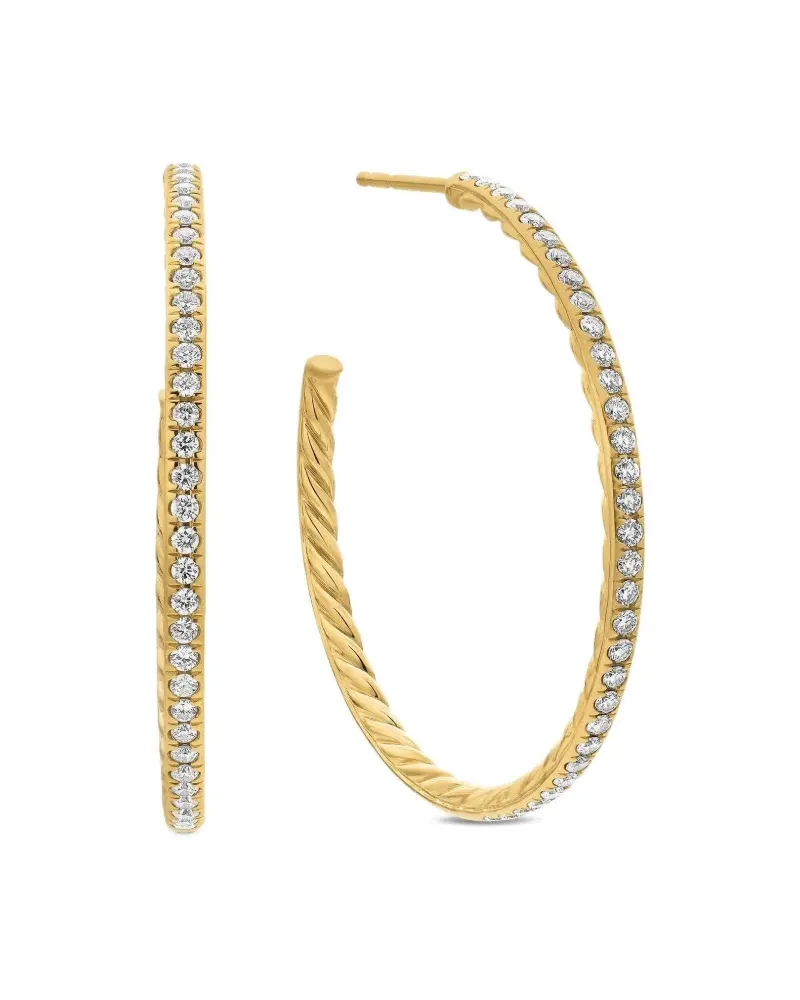 David Yurman 18kt Gelbgoldcreolen mit Diamantenpave 38mm Gold