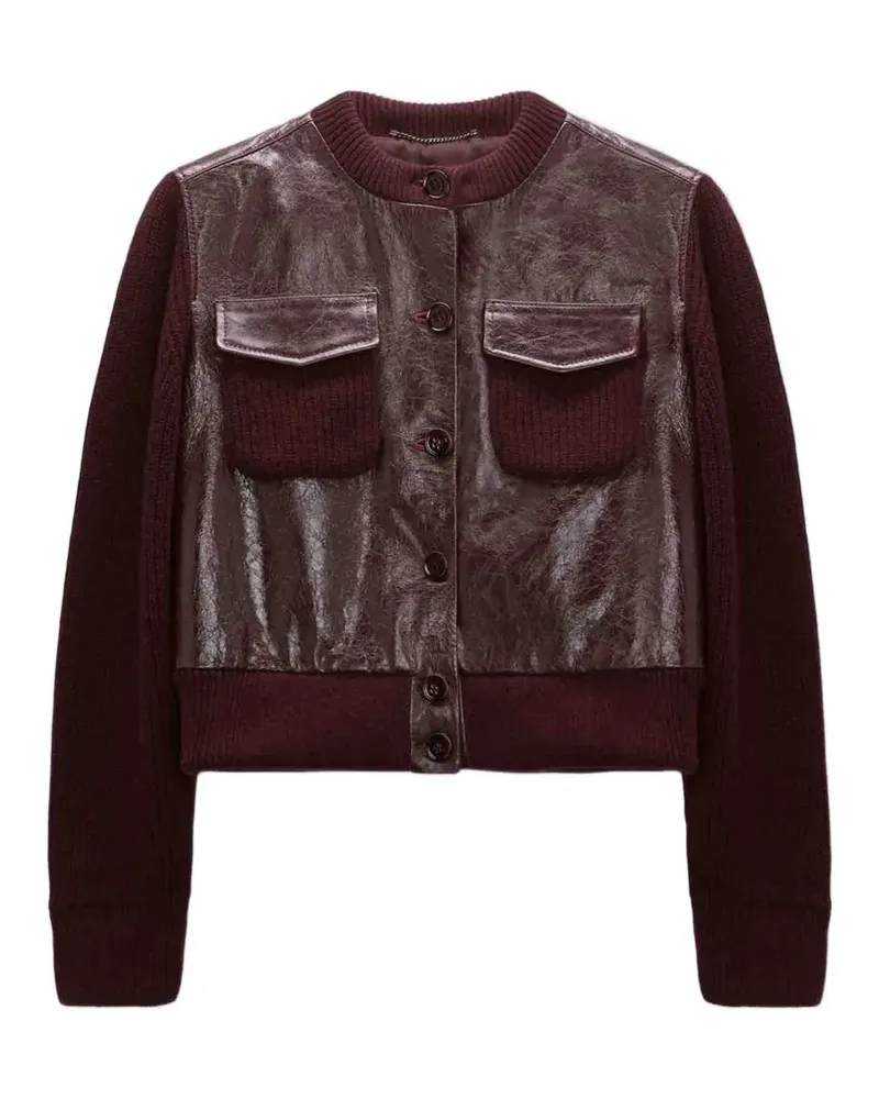 Dorothee Schumacher It's A Match lambskin-panelled knit jacket Rot
