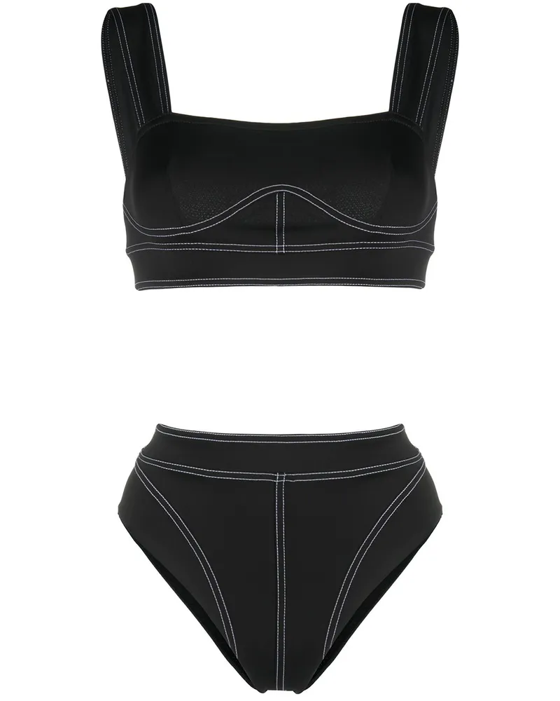 Noire Swimwear Bikini mit Bralette - Schwarz Schwarz