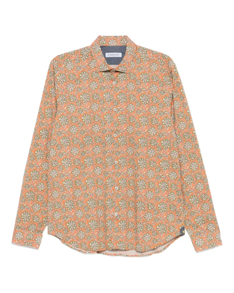 Manuel Ritz Hemd mit Blumenprint - Orange Orange