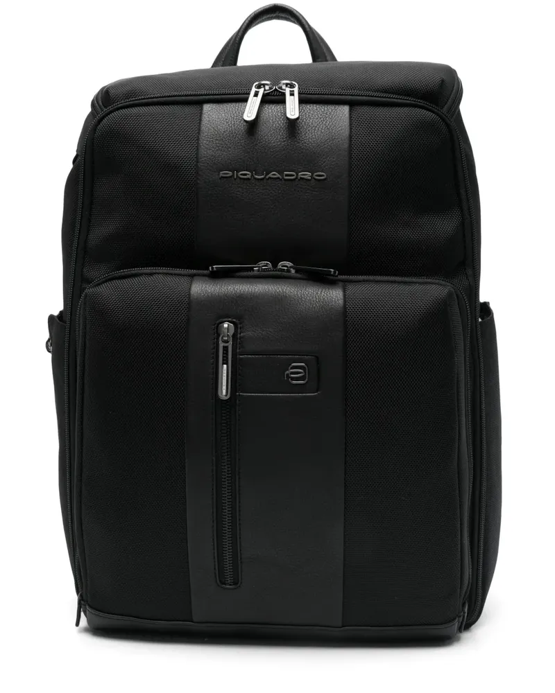 Piquadro Rucksack mit Logo - Schwarz Schwarz