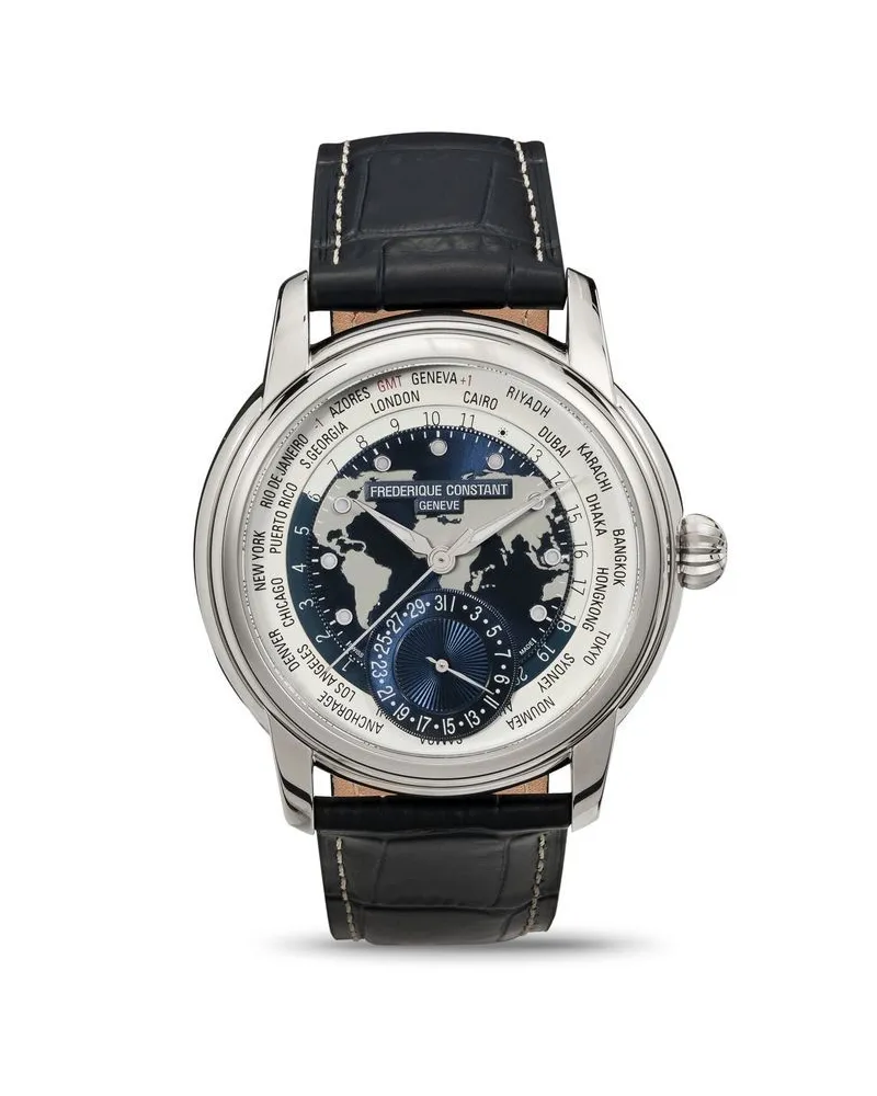 Frédérique Constant Classic Worldtimer Manufacture' Armbanduhr, 42mm - Weiß Weiß
