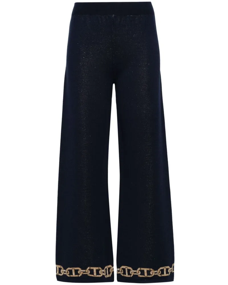 Twin-Set Gerade Hose mit Intarsienstrick - Blau Blau