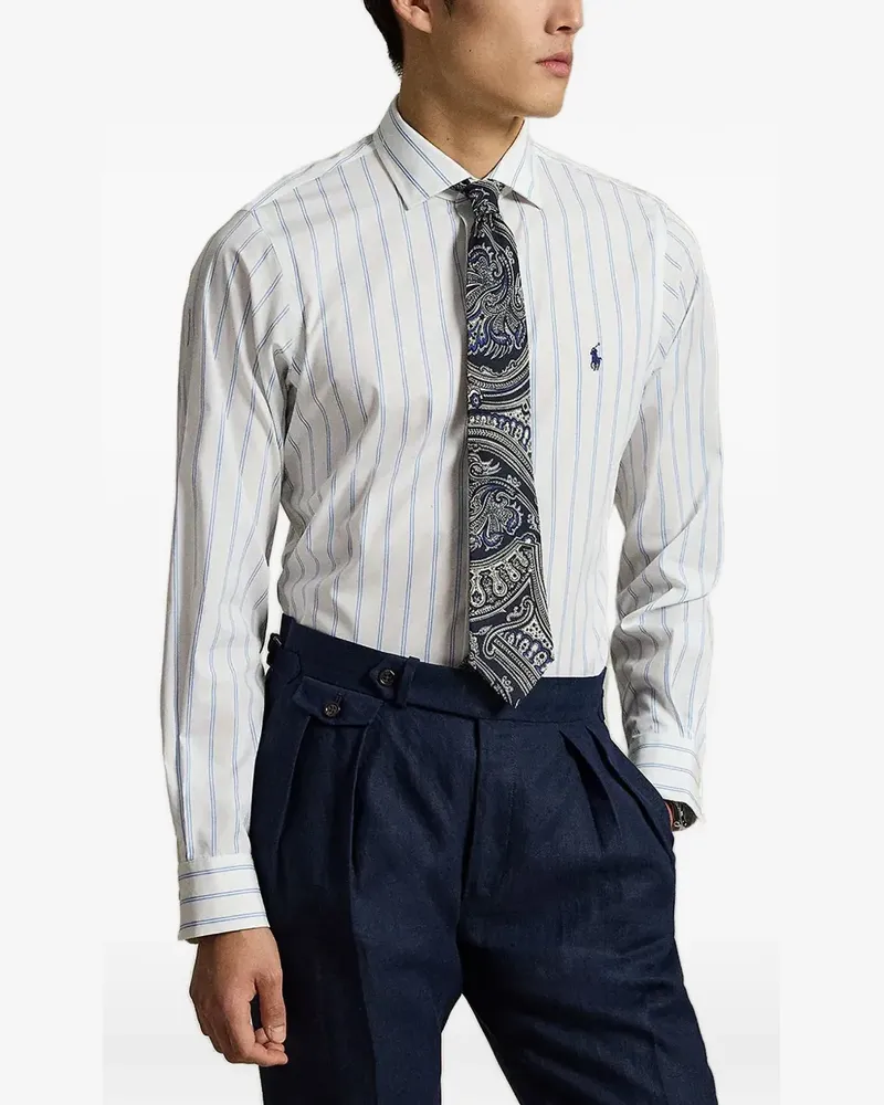 Ralph Lauren Gestreiftes Hemd mit Logo - Weiß Weiß