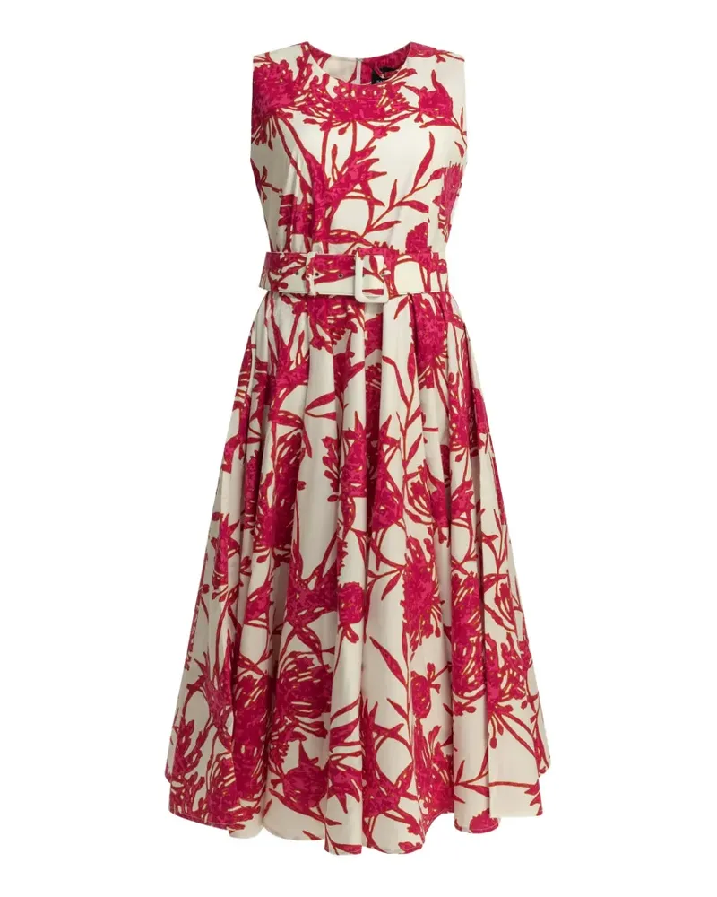 Samantha Sung Aster floral-print belted midi dress - Rosa Rosa