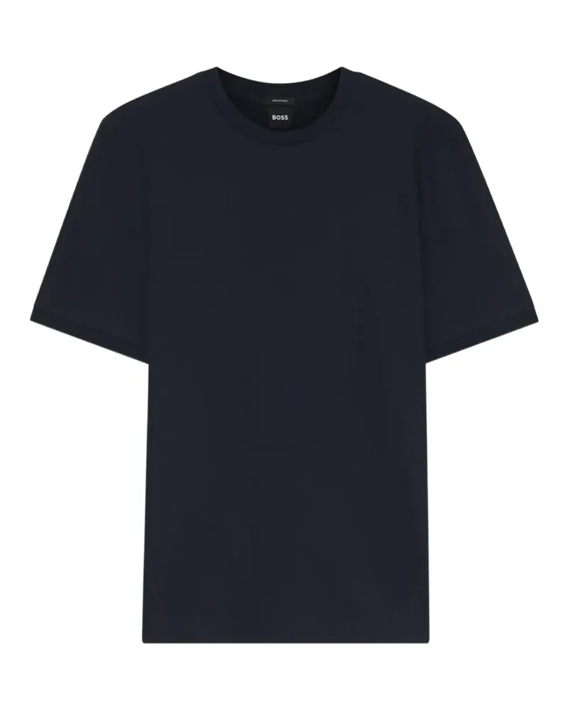 HUGO BOSS geometric-jacquard T-shirt in cotton - Blau Blau