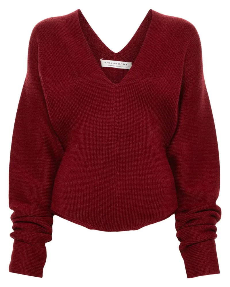 Philosophy Di Lorenzo Serafini V-neck ribbed-knit Pullover Rot