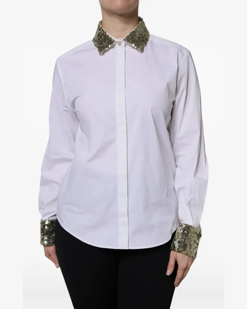 Dolce & Gabbana Hemd mit Pailletten - Weiß Weiß