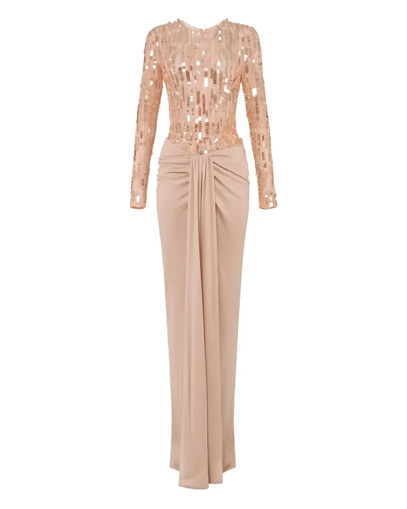 Elisabetta Franchi Drapiertes Red Carpet Kleid mit Pailletten - Nude Nude