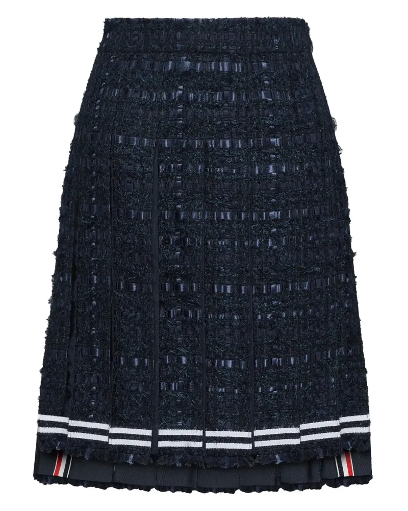 Thom Browne Ausgefranster Midirock mit Falten - Blau Blau