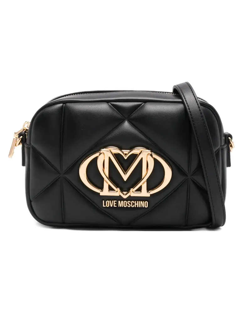 Moschino Gesteppte Schultertasche mit Logo - Schwarz Schwarz