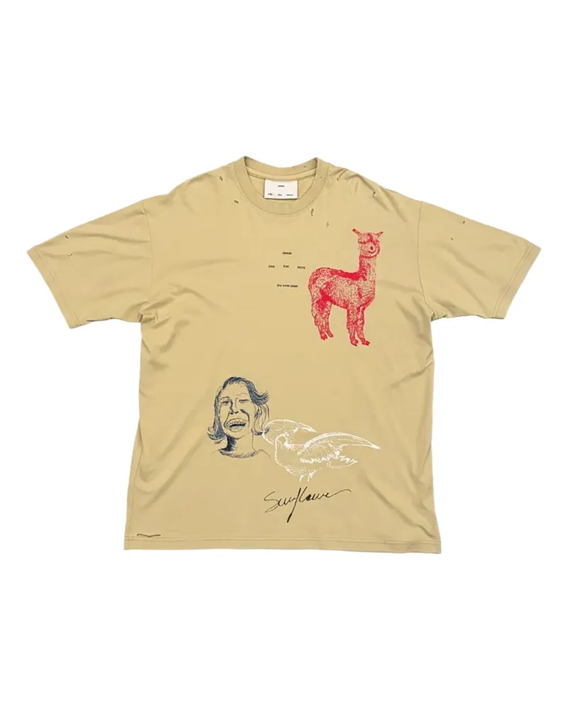 Song For The Mute sketchbook graphic tee T-shirt - Nude Nude