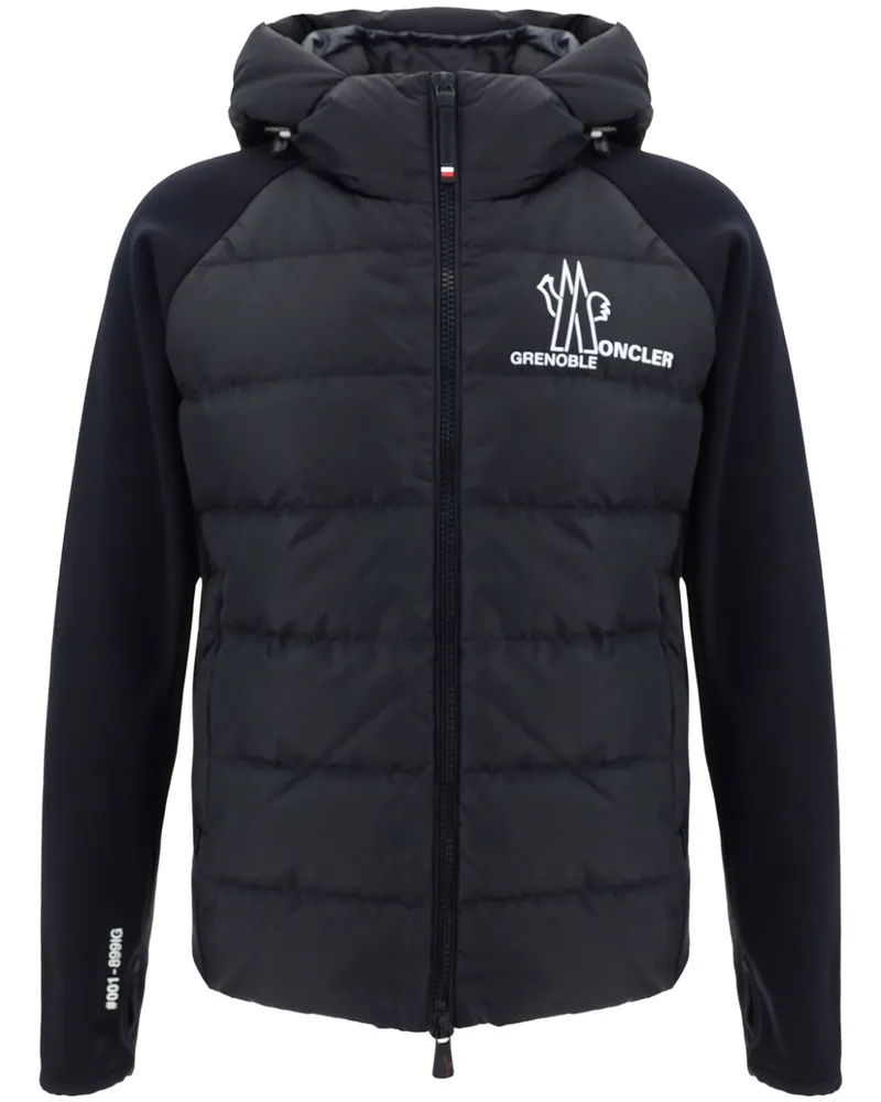 Moncler Gefütterte Jacke mit Logo-Print - Schwarz Schwarz