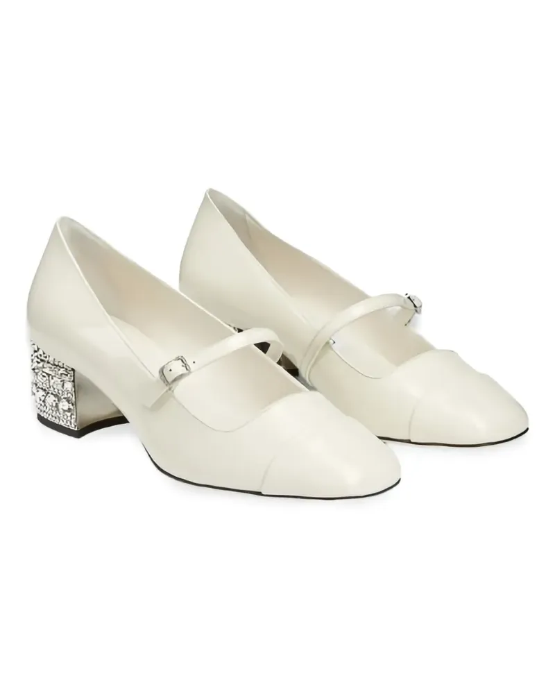 Jimmy Choo Elisa crystal-embellished leather pumps - Weiß Weiß