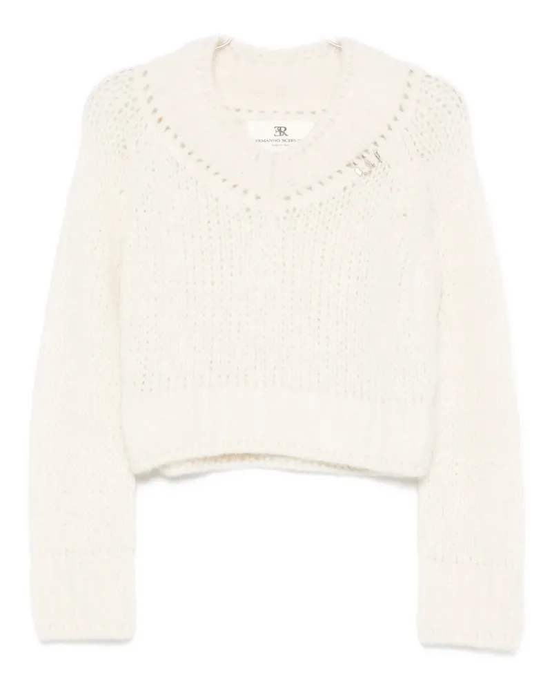 Ermanno Scervino Cropped-Pullover mit V-Ausschnitt - Nude Nude