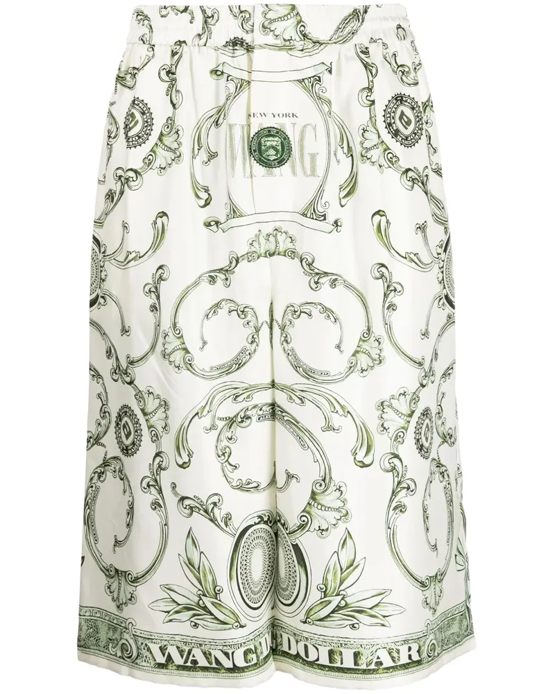 Alexander Wang Shorts aus Seide mit Geld-Print - Weiß Weiß