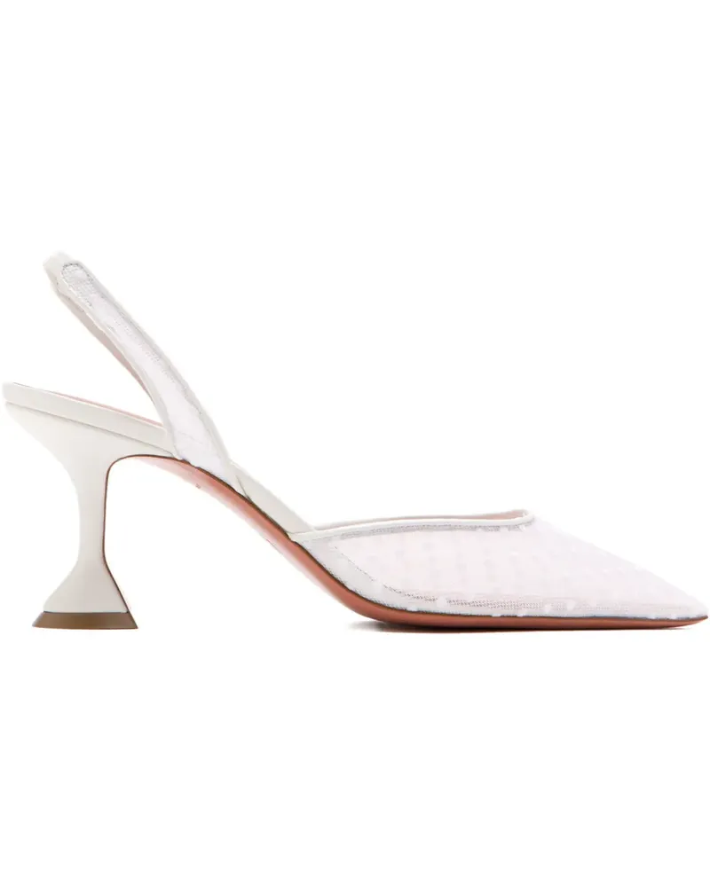 Amina Muaddi Holli Slingback-Pumps mit Polka Dots 95mm - Weiß Weiß