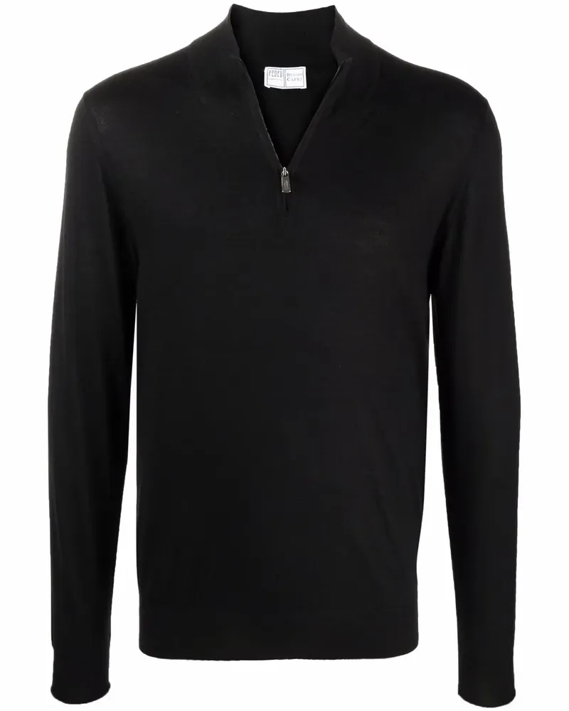 Fedeli Rollkragenpullover mit gerippten Details - Schwarz Schwarz